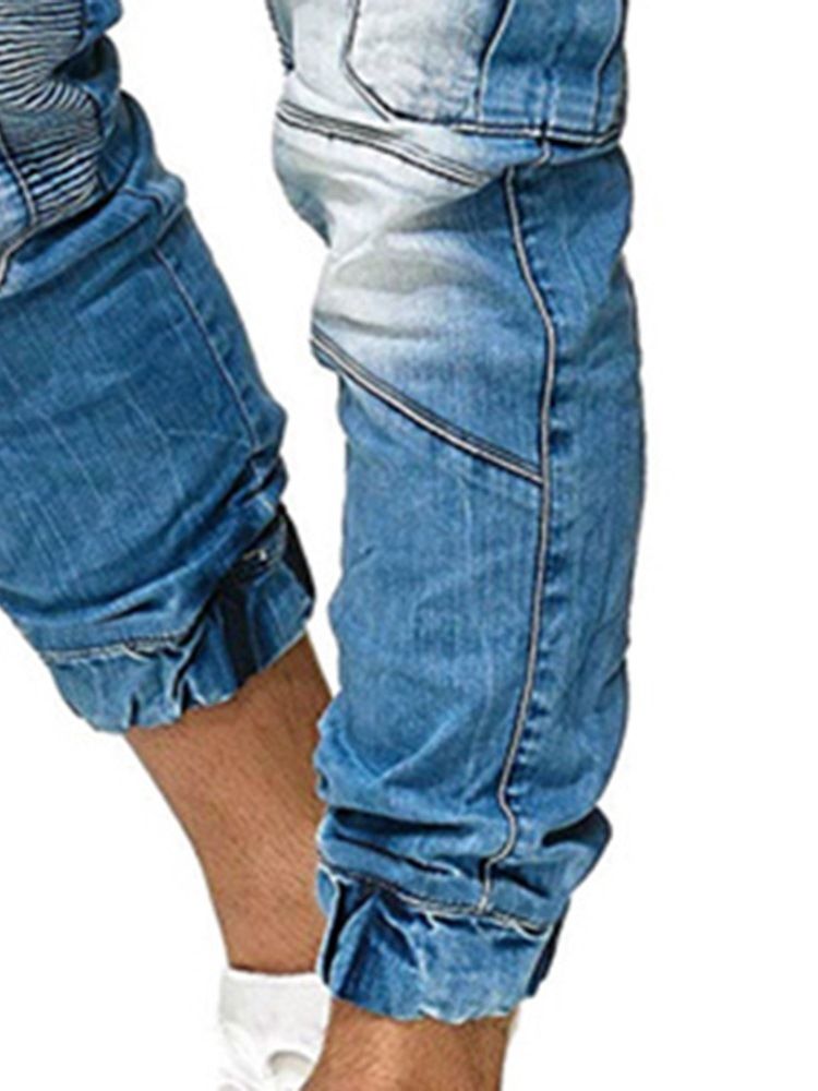 Pantalon Crayon Uni À Poche Pour Hommes Jean Décontracté À Lacets