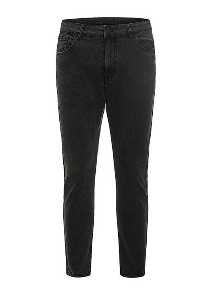 Pantalon Crayon Uni À Poche Zipper Jeans Décontractés Pour Hommes