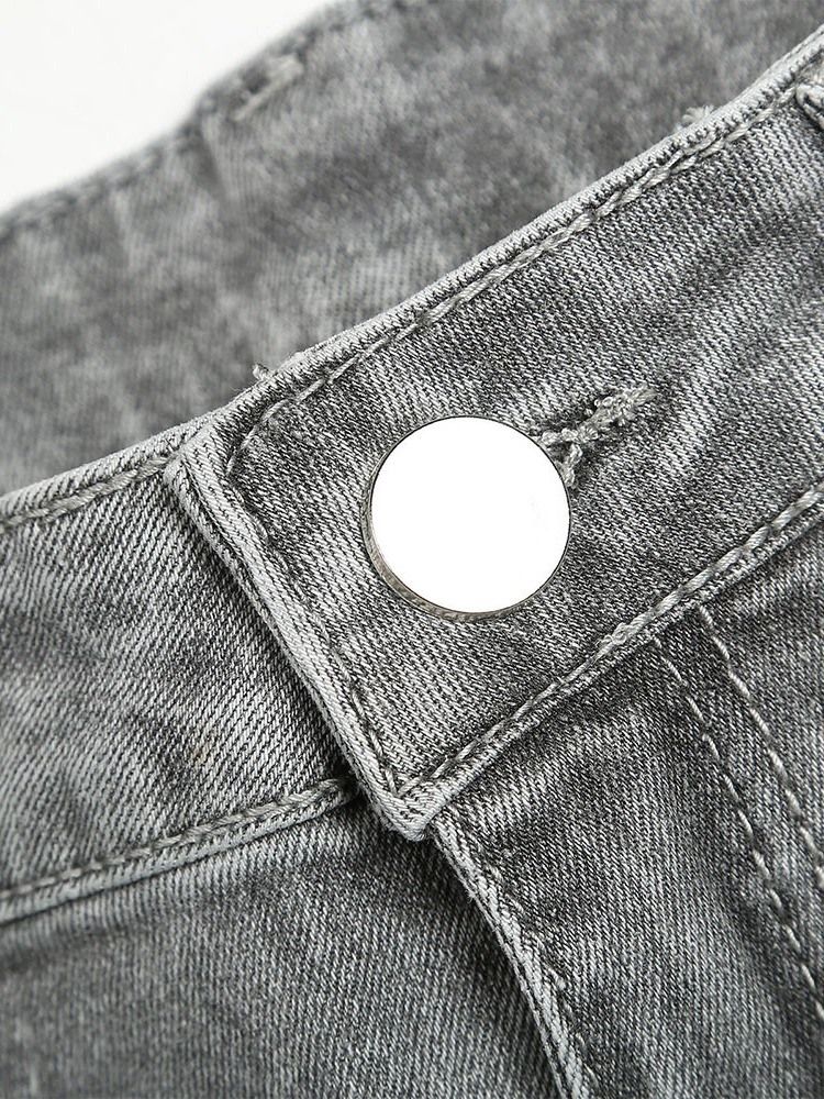 Pantalon Crayon Unie Poche Zippée Jeans Décontractés Pour Hommes