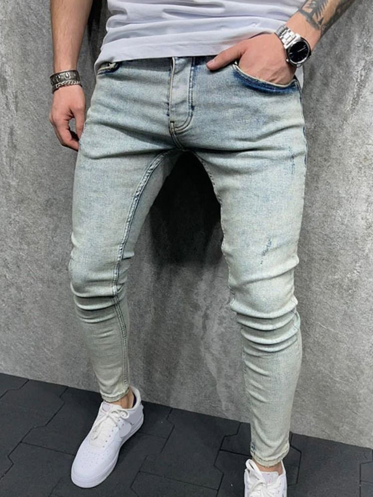 Pantalon Crayon Zipper Casual Zipper Jeans Pour Hommes