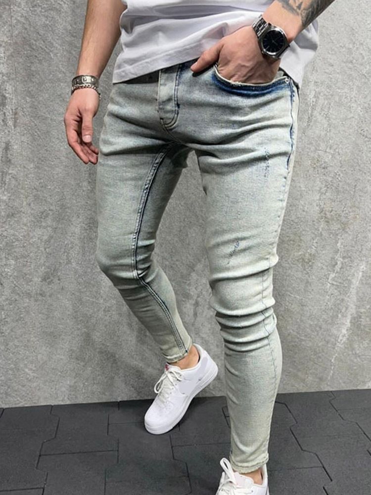 Pantalon Crayon Zipper Casual Zipper Jeans Pour Hommes