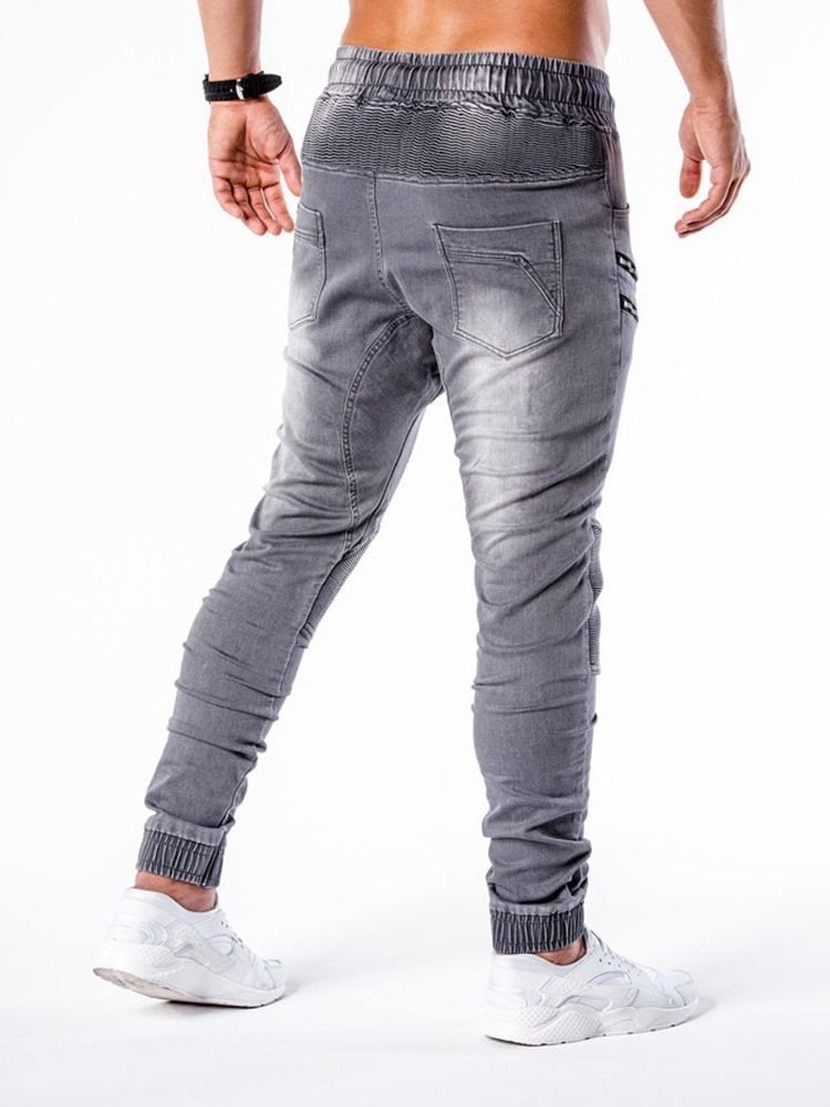 Pantalon Crayon Zipper Casual Jeans Taille Moyenne Pour Hommes