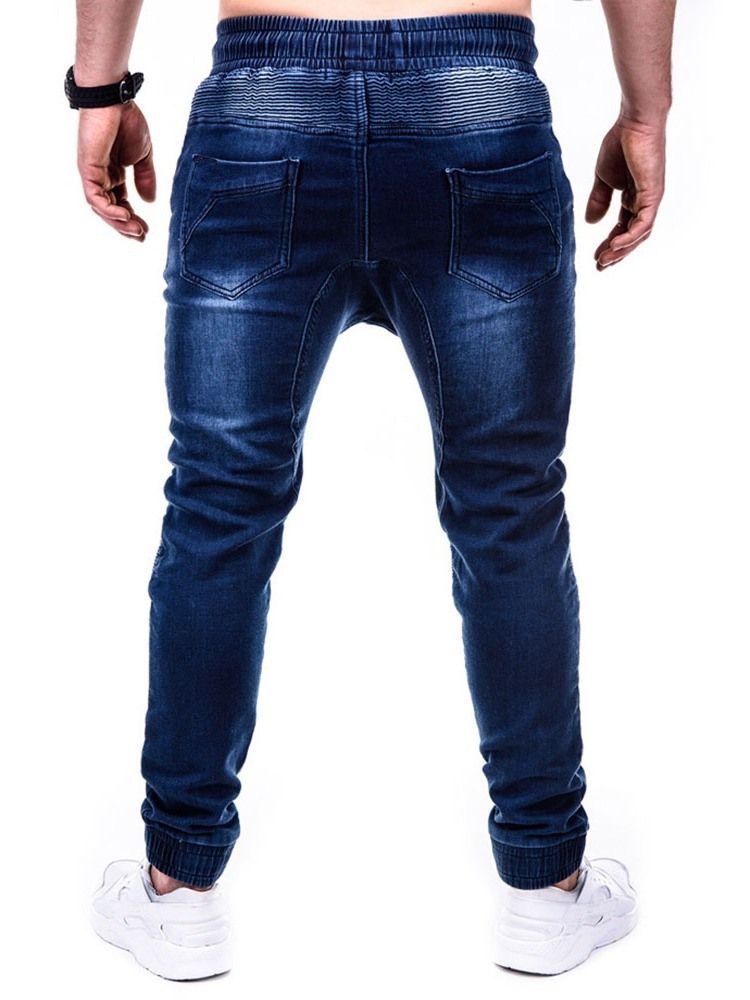 Pantalon Crayon Zipper Casual Jeans Taille Moyenne Pour Hommes