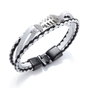 Bracelet Pour Homme En Arête De Poisson En Argent