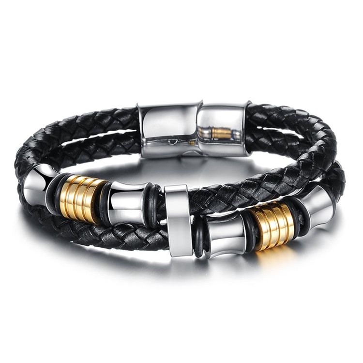 Bracelet Pour Homme En Cuir Tissé