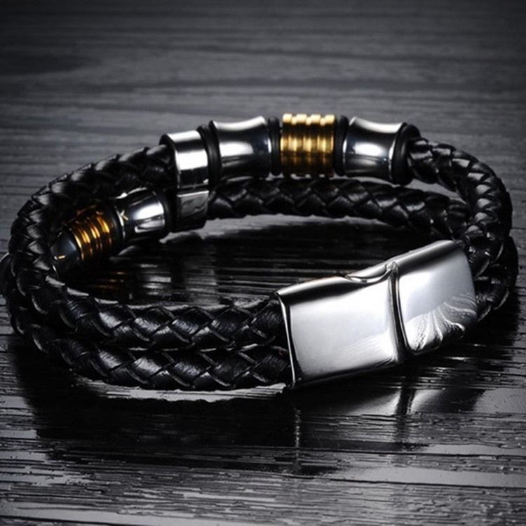 Bracelet Pour Homme En Cuir Tissé