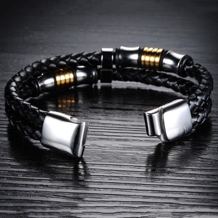 Bracelet Pour Homme En Cuir Tissé