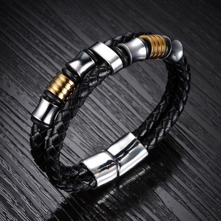 Bracelet Pour Homme En Cuir Tissé