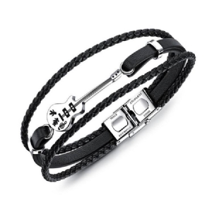 Bracelet Pour Homme En Tricot De Cuir De Guitare