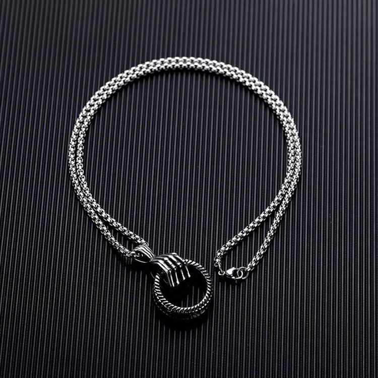 Collier Bague Griffe Hip Hop Pour Homme