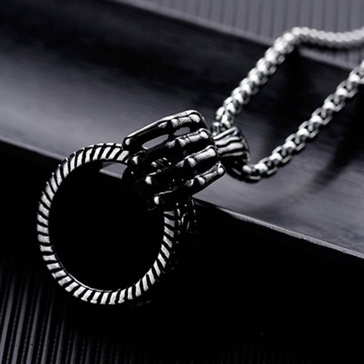 Collier Bague Griffe Hip Hop Pour Homme