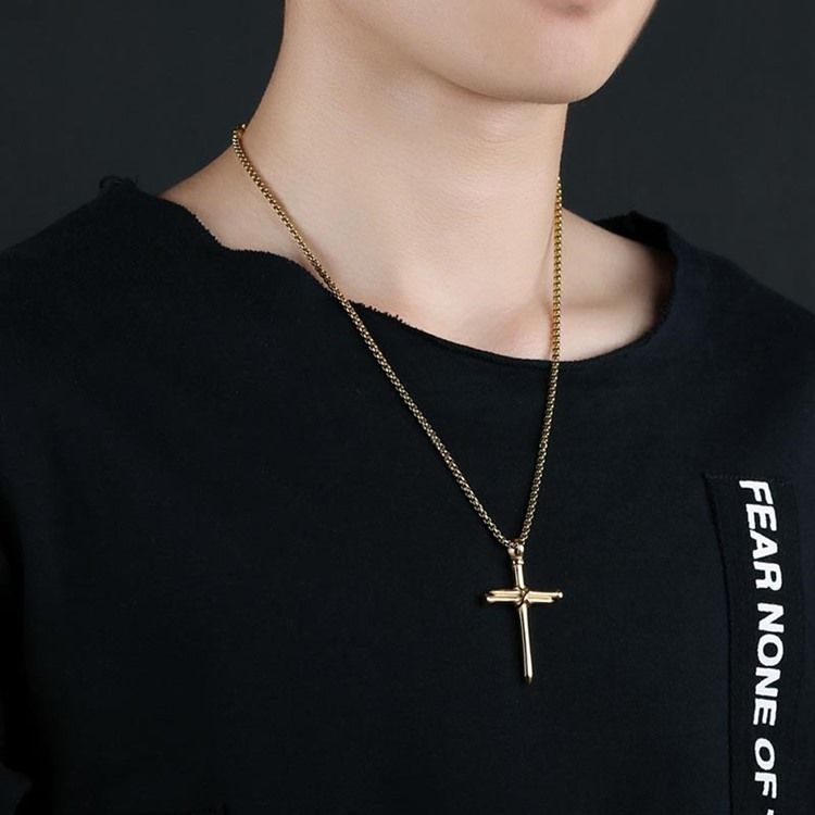 Collier Pour Homme Avec Pendentif Croix De Style Punk