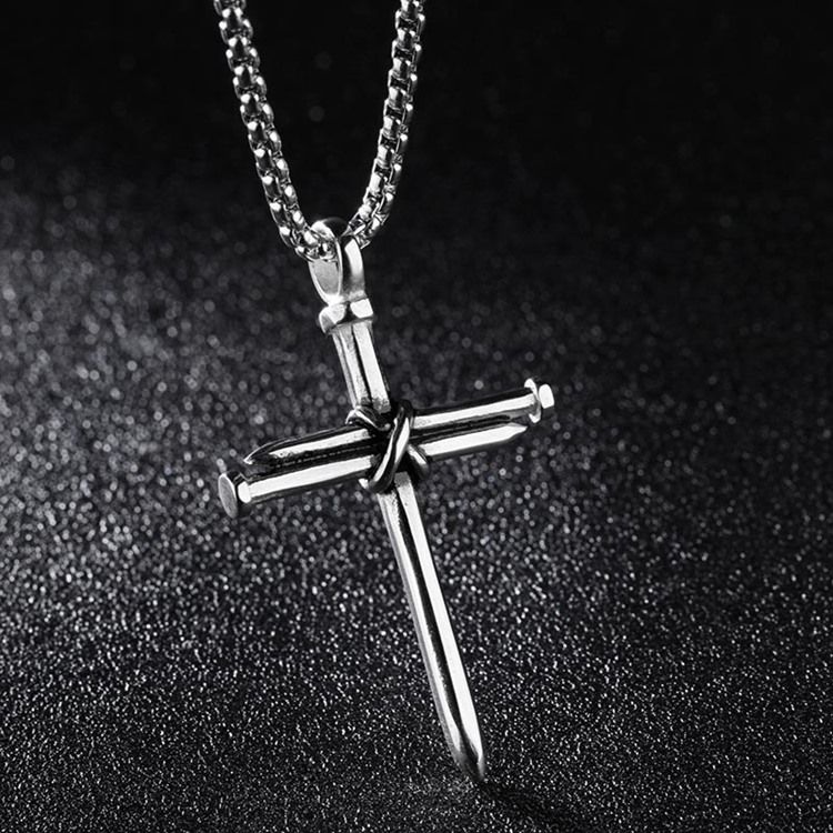 Collier Pour Homme Avec Pendentif Croix De Style Punk