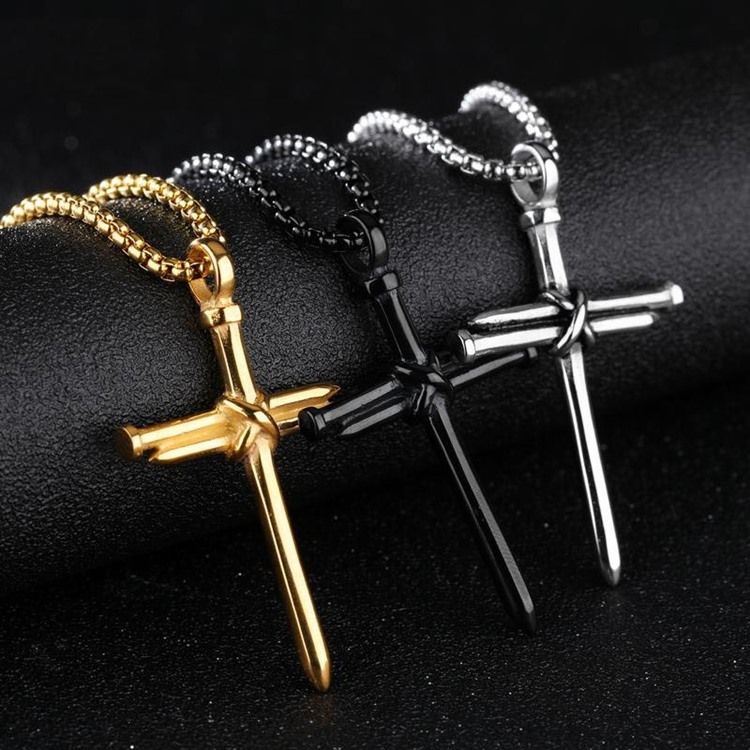 Collier Pour Homme Avec Pendentif Croix De Style Punk