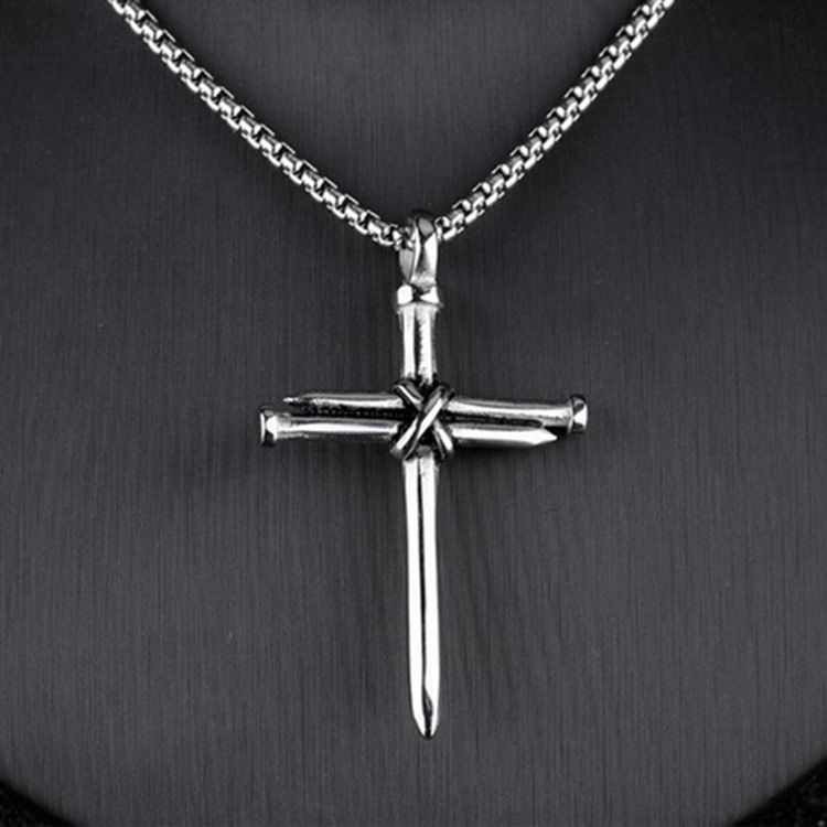 Collier Pour Homme Avec Pendentif Croix De Style Punk