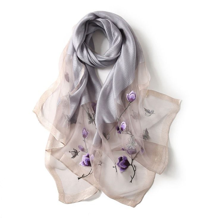 Foulards Fleuris En Soie Pour Femmes