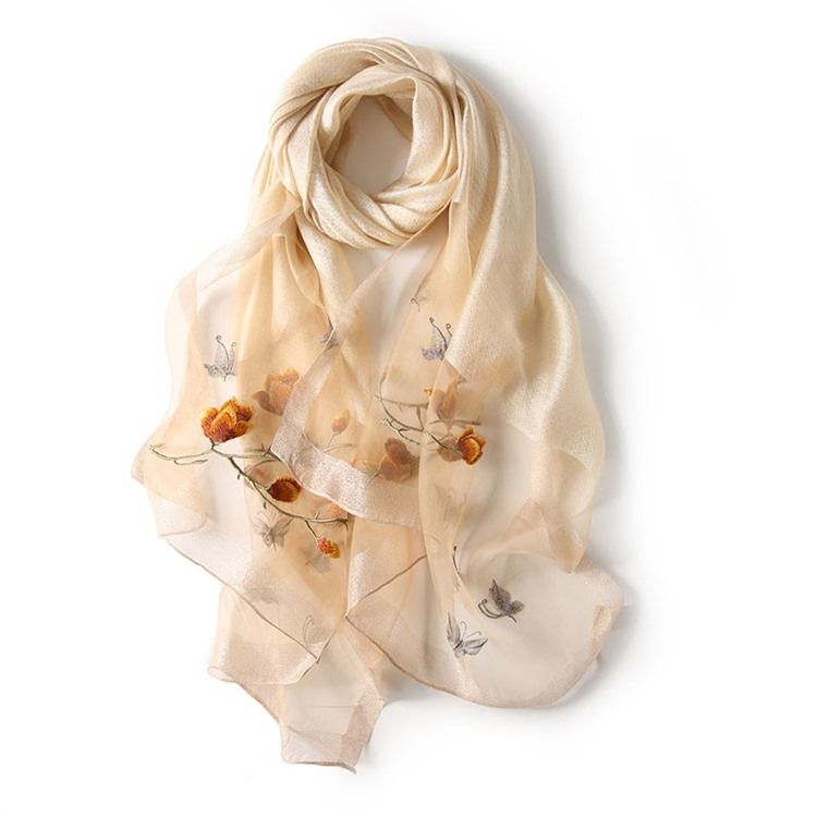 Foulards Fleuris En Soie Pour Femmes