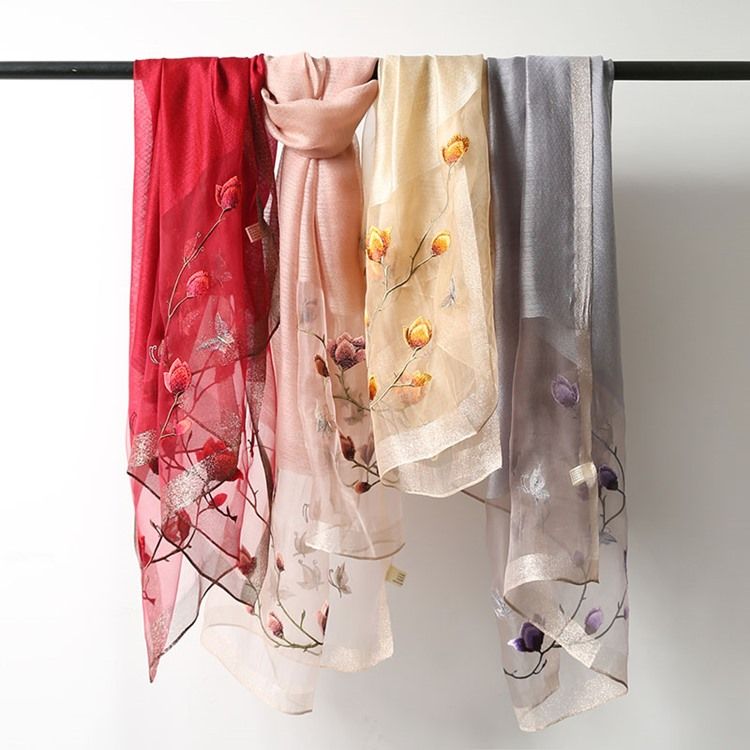 Foulards Fleuris En Soie Pour Femmes