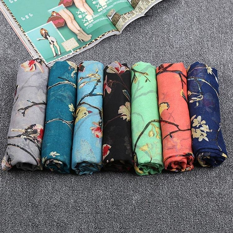 Foulards À Fleurs En Voile Imprimé Vintage Pour Femmes