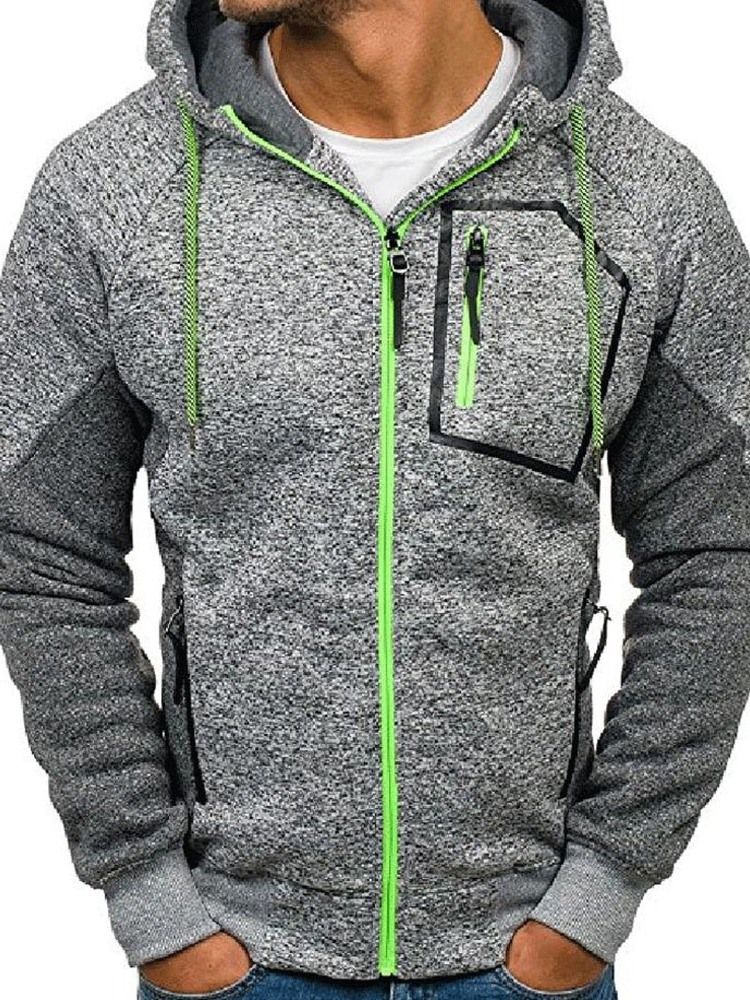 Cardigan À Blocs De Couleur En Molleton Artificiel Loose Hoodies Décontractés Pour Hommes