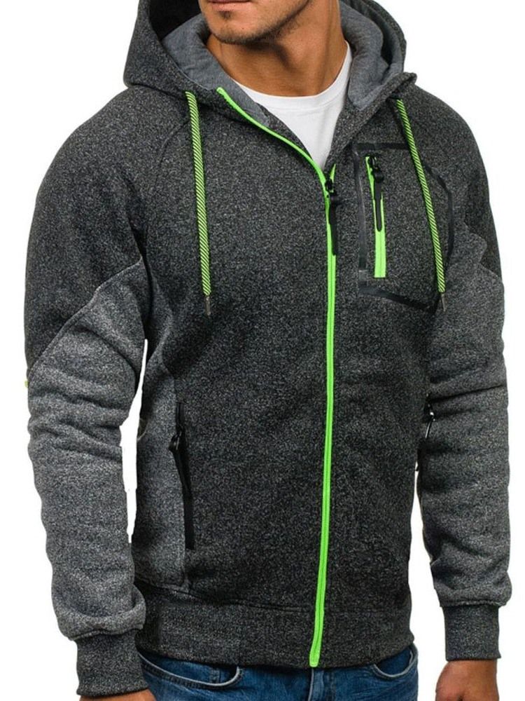 Cardigan À Blocs De Couleur En Molleton Artificiel Loose Hoodies Décontractés Pour Hommes