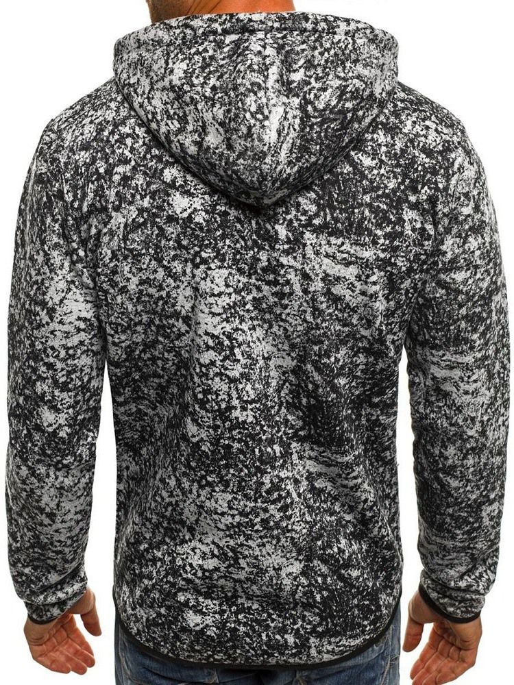 Cardigan À Blocs De Couleurs En Molleton Artificiel Sweats À Capuche D'hiver Pour Hommes