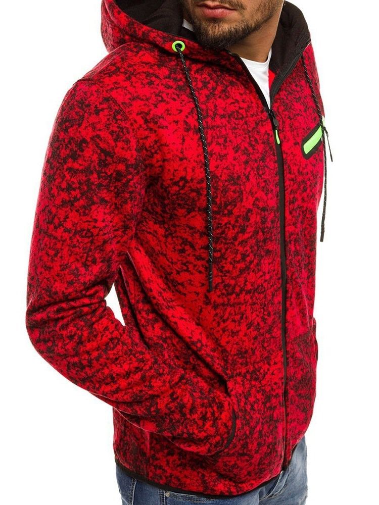 Cardigan À Blocs De Couleurs En Molleton Artificiel Sweats À Capuche D'hiver Pour Hommes