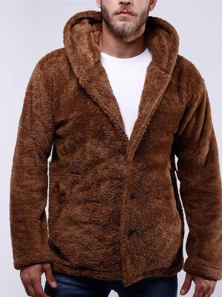 Cardigan À Boutons Style Épais Sweats À Capuche Décontractés Pour Hommes