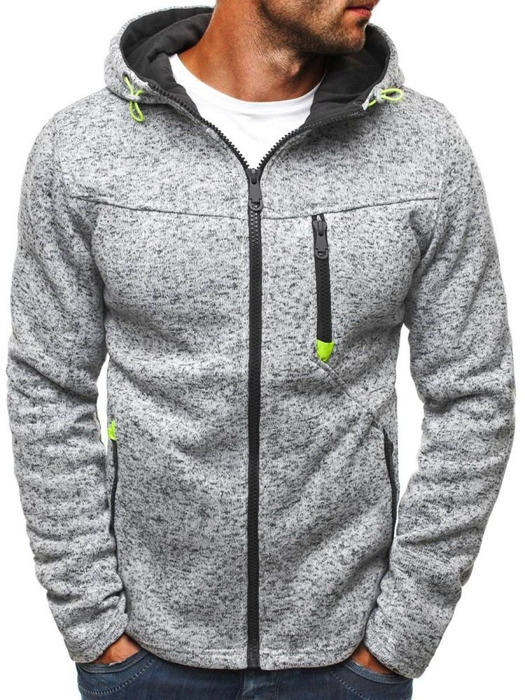 Cardigan Color Block Zipper Casual Hoodies Pour Hommes