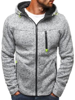 Cardigan Color Block Zipper Casual Hoodies Pour Hommes