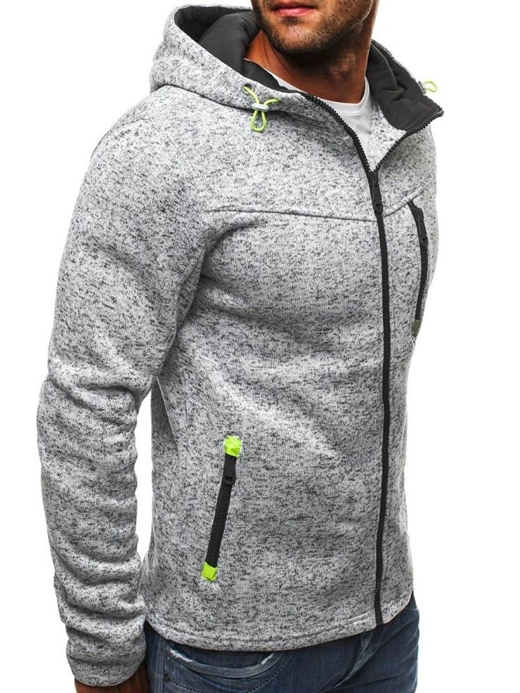 Cardigan Color Block Zipper Casual Hoodies Pour Hommes