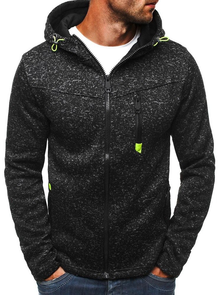 Cardigan Color Block Zipper Casual Hoodies Pour Hommes