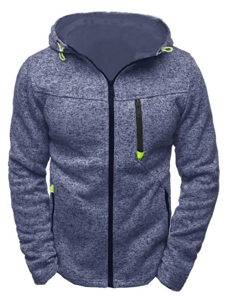 Cardigan Color Block Zipper Casual Hoodies Pour Hommes