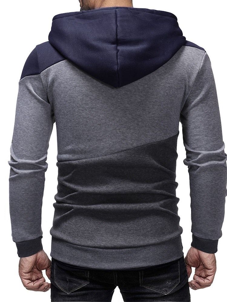 Cardigan Color Block Zipper Sweats À Capuche Décontractés Pour Hommes