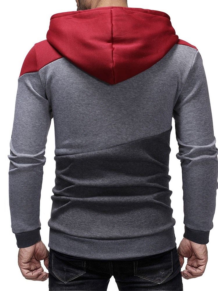 Cardigan Color Block Zipper Sweats À Capuche Décontractés Pour Hommes