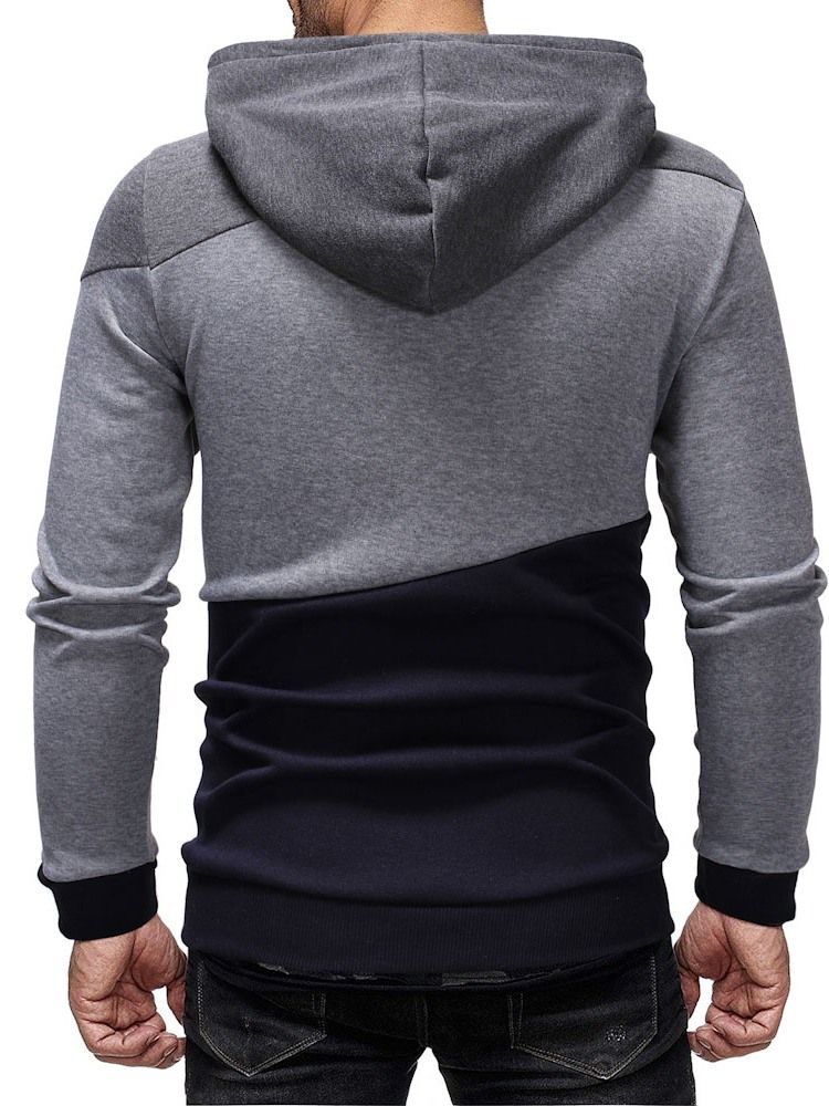 Cardigan Color Block Zipper Sweats À Capuche Décontractés Pour Hommes