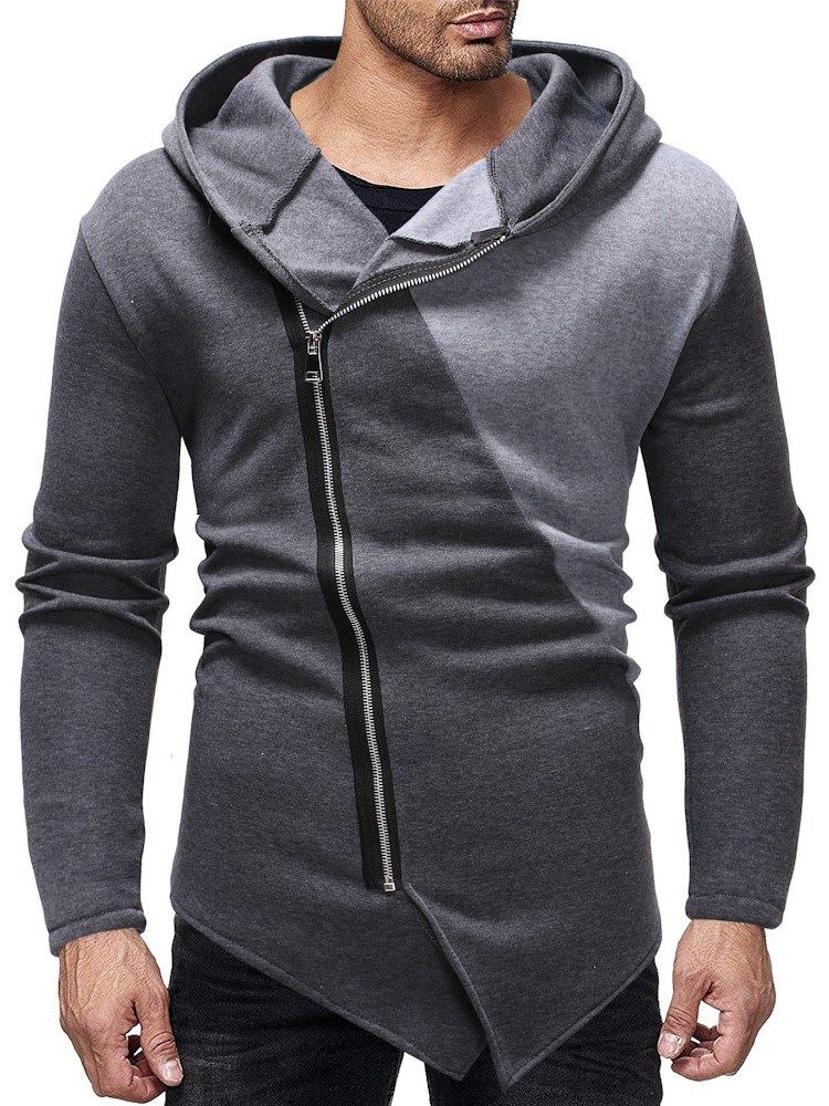 Cardigan À Fermeture Éclair À Blocs De Couleurs Casual Hoodies Slim Pour Hommes