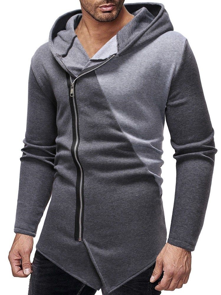 Cardigan À Fermeture Éclair À Blocs De Couleurs Casual Hoodies Slim Pour Hommes