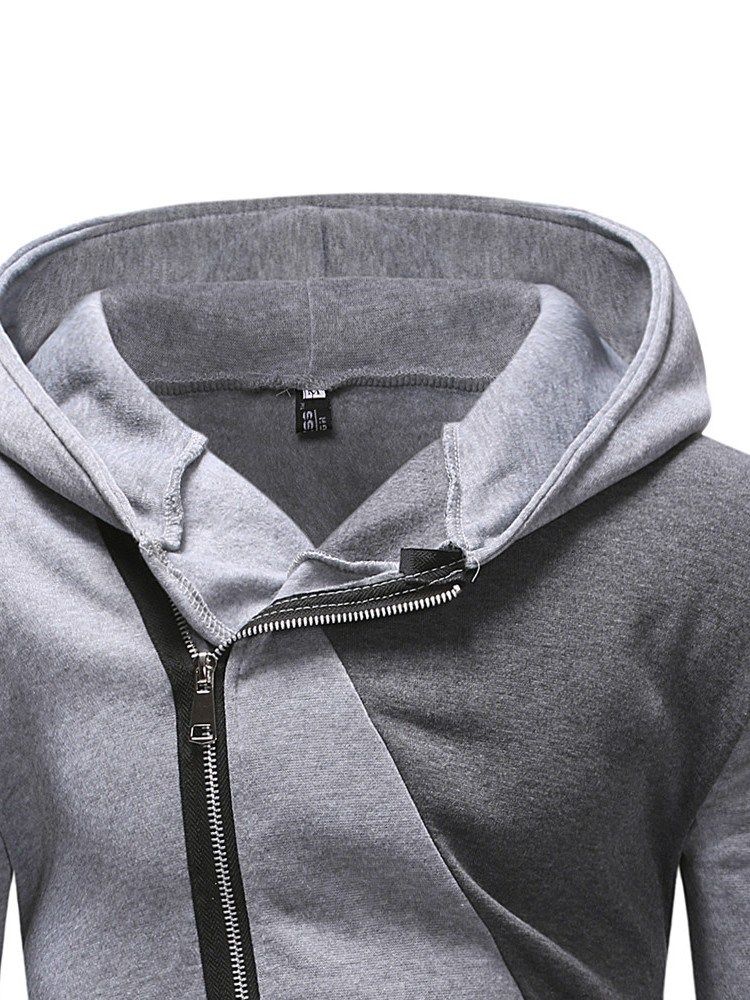 Cardigan À Fermeture Éclair À Blocs De Couleurs Casual Hoodies Slim Pour Hommes