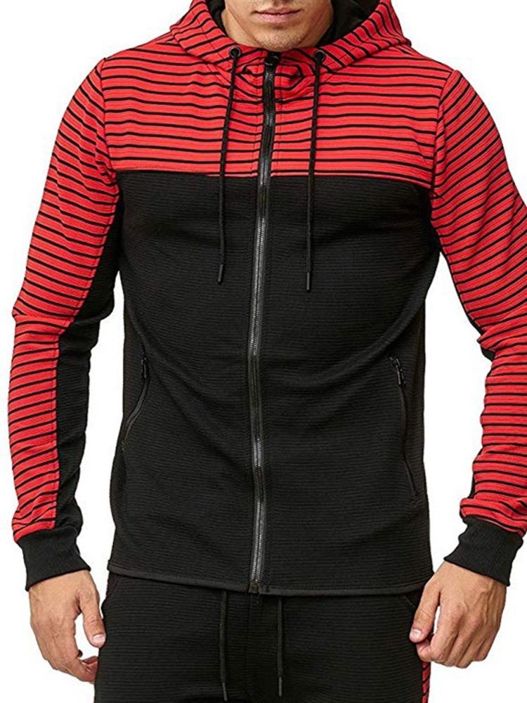 Cardigan À Rayures Zippées Casual Hoodies Pour Hommes