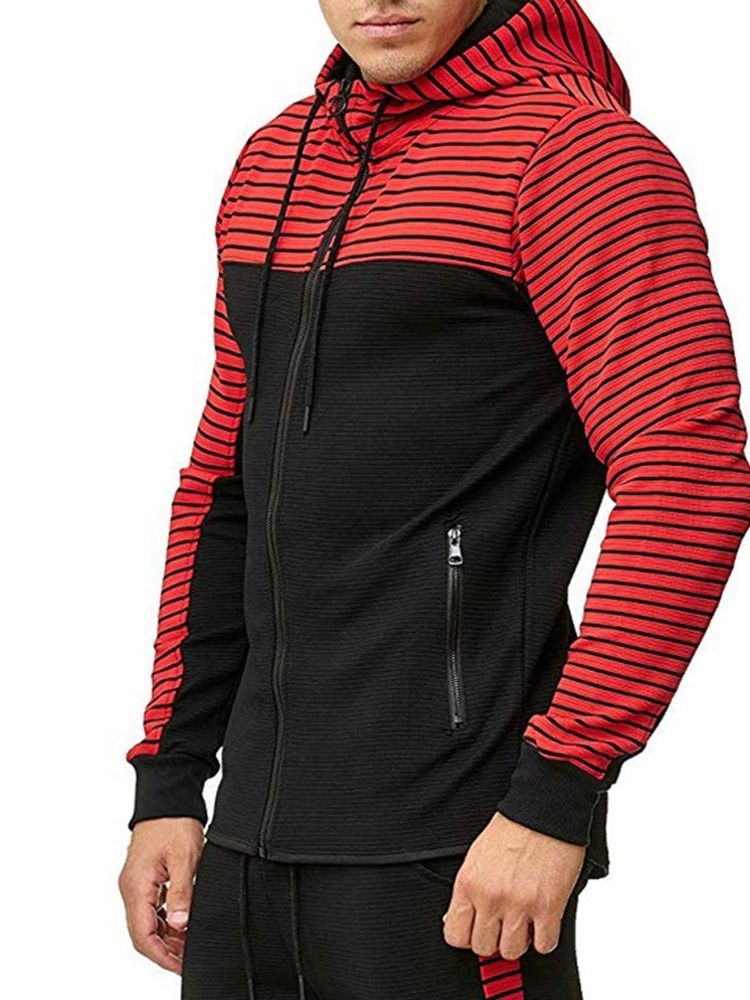 Cardigan À Rayures Zippées Casual Hoodies Pour Hommes