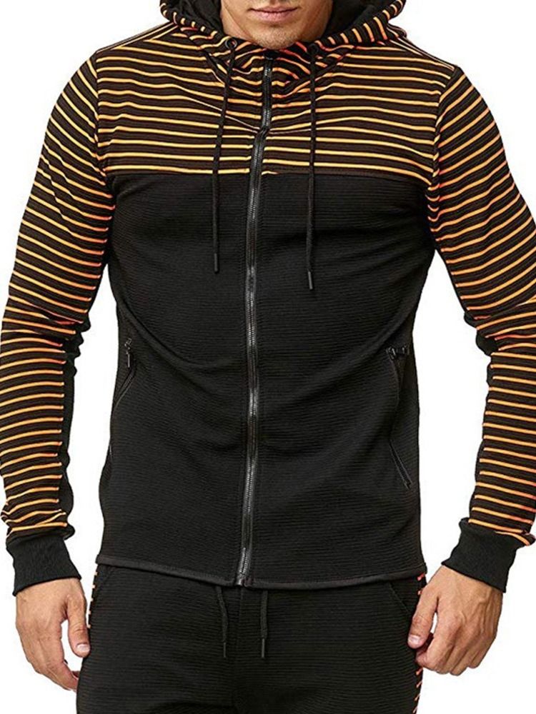 Cardigan À Rayures Zippées Casual Hoodies Pour Hommes