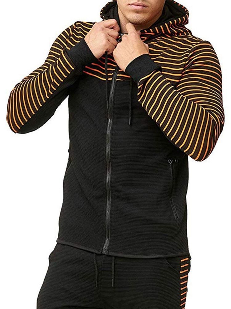 Cardigan À Rayures Zippées Casual Hoodies Pour Hommes