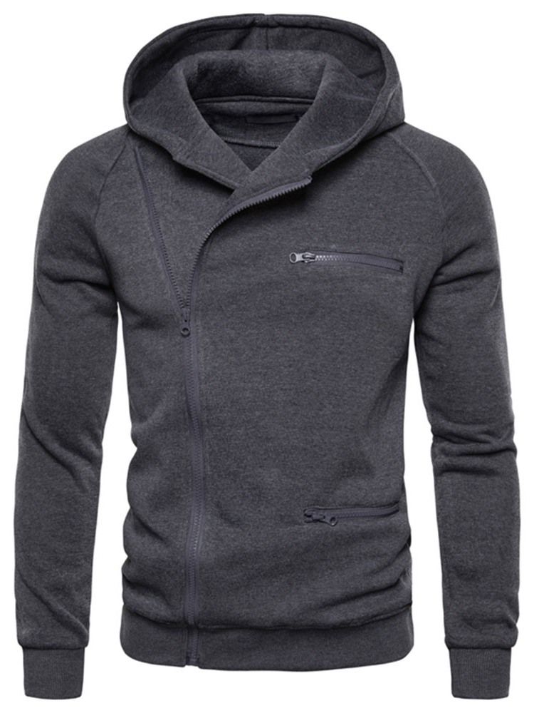 Cardigan Uni À Fermeture Éclair Pulls À Capuche Minces Pour Hommes