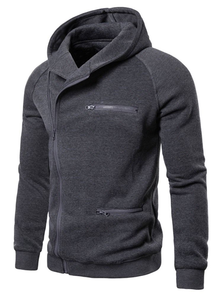 Cardigan Uni À Fermeture Éclair Pulls À Capuche Minces Pour Hommes