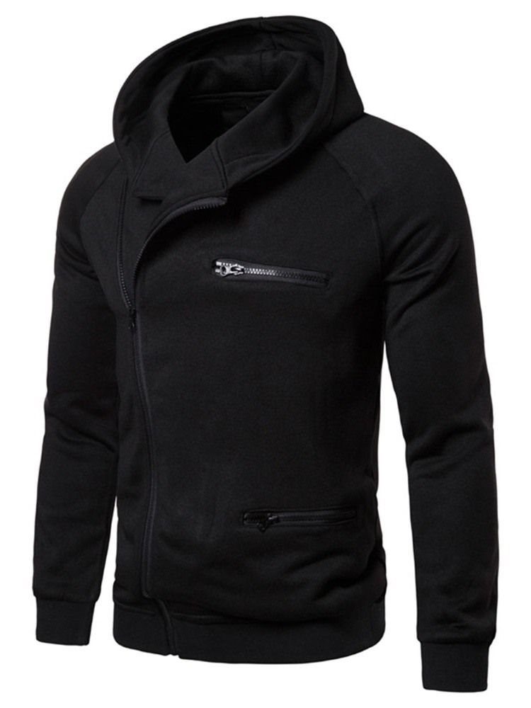 Cardigan Uni À Fermeture Éclair Pulls À Capuche Minces Pour Hommes