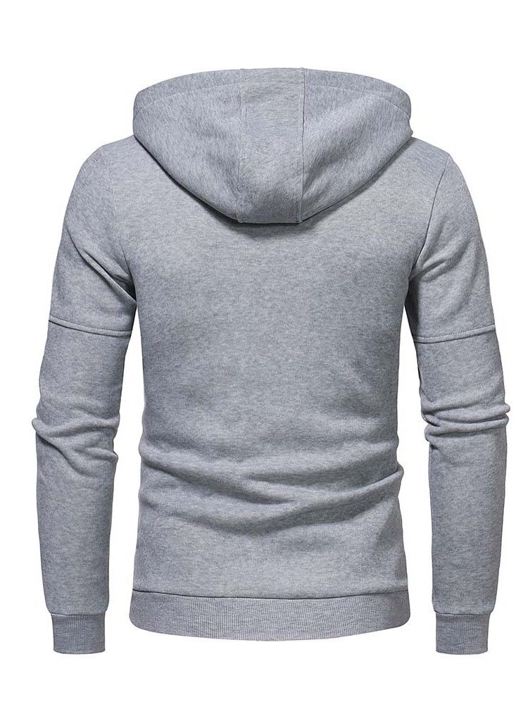 Cardigan Uni Patchwork Zipper Sweats À Capuche Décontractés Pour Hommes