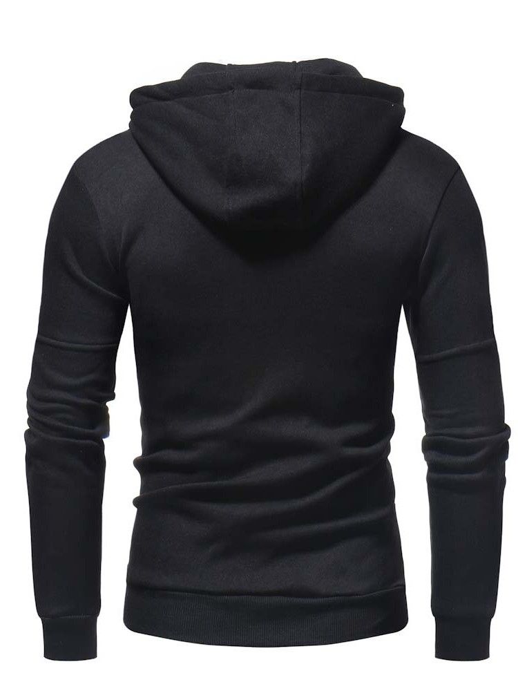 Cardigan Uni Patchwork Zipper Sweats À Capuche Décontractés Pour Hommes