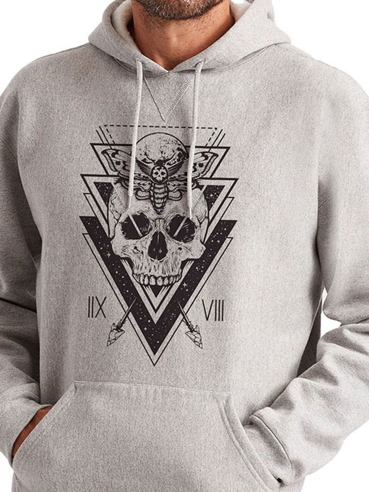 Pocket Pull Skull Hoodies Slim Pour Hommes