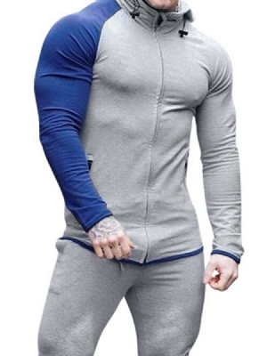 Pocket Pullover Color Block Hommes Hoodies Slim